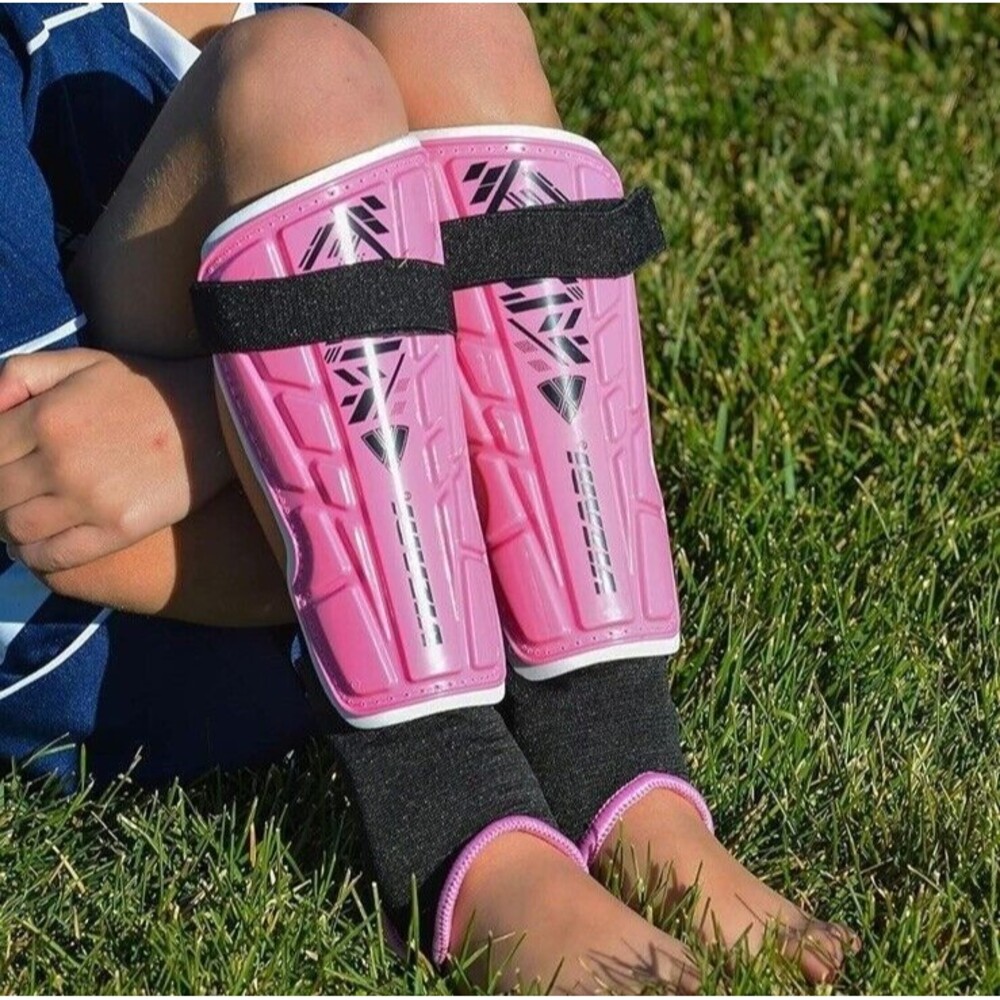 Vizari Malaga Pink Soccer Shin Guards Kids Youth Girls Adjustable Strap S 7.5" - Picture 2 of 13